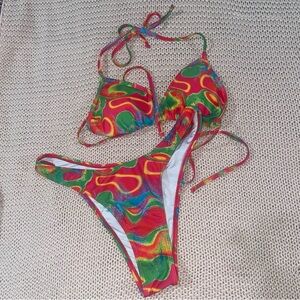Heat Signature Bikini High Cut Cider Red Green Yellow Blue Never Worn